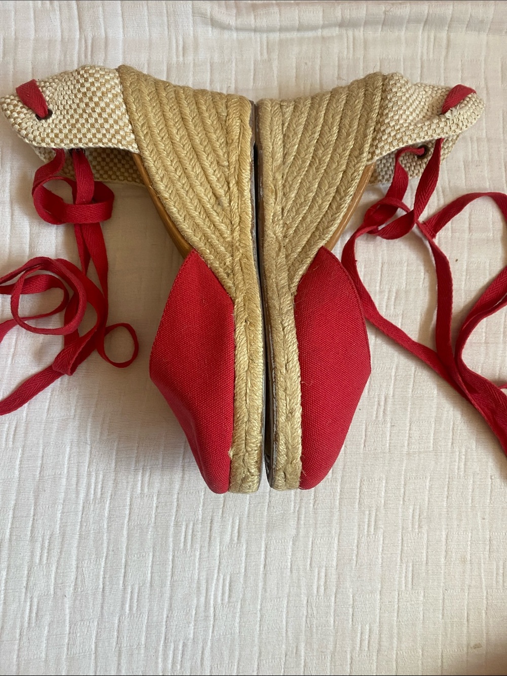 J. CREW Red Canvas Tie-Wrap Espadrille Flats - Picture 3 of 8
